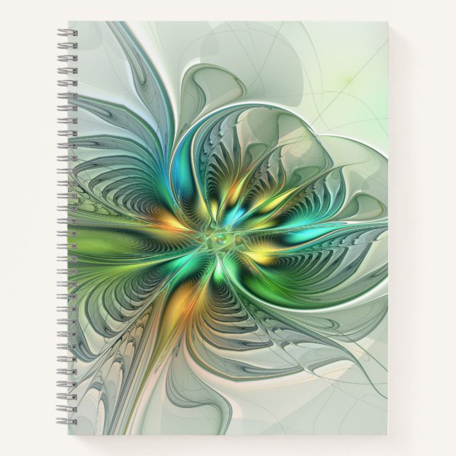 Farbenfrohe Fantasie Moderne Abstrakte Blume Frakt Notizbuch (Vorderseite)
