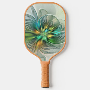 Farbenfrohe Fantasie Moderne Abstrakte Blume Frakt Pickleball Schläger