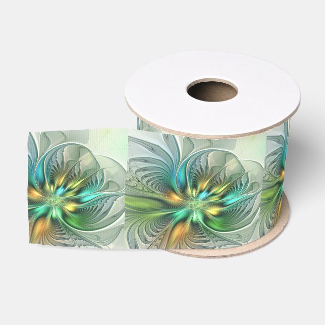 Farbenfrohe Fantasie Moderne Abstrakte Blume Frakt Ripsband (Spule)