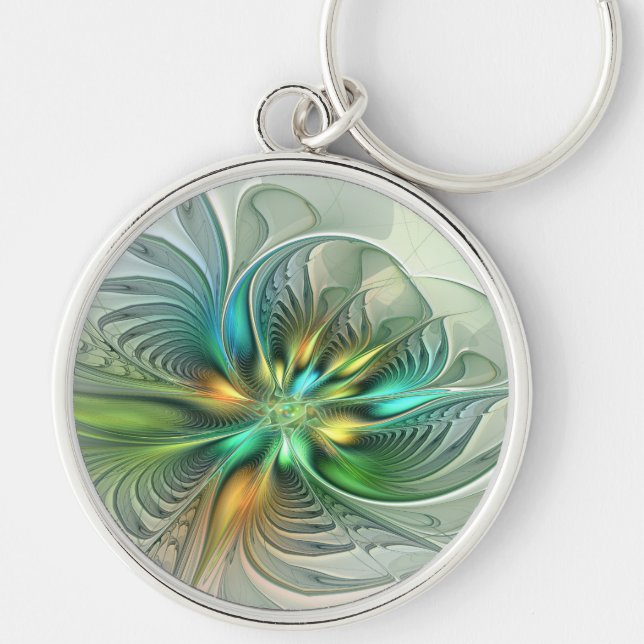 Farbenfrohe Fantasie Moderne Abstrakte Blume Frakt Schlüsselanhänger (Vorne)