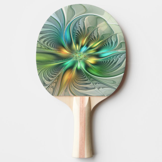 Farbenfrohe Fantasie Moderne Abstrakte Blume Frakt Tischtennis Schläger (Vorderseite)