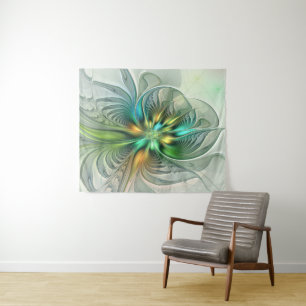 Farbenfrohe Fantasie Moderne Abstrakte Blume Frakt Wandteppich