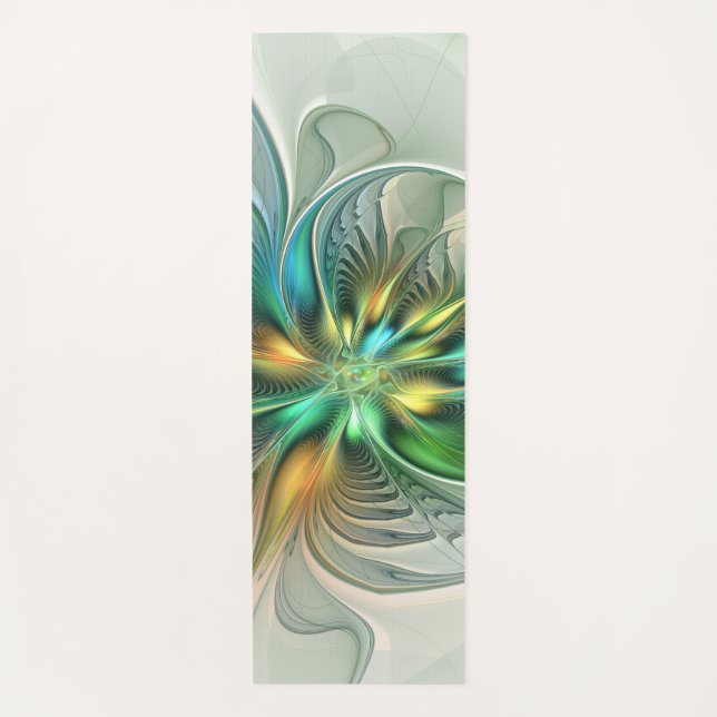 Farbenfrohe Fantasie Moderne Abstrakte Blume Frakt Yogamatte (Vorderseite)
