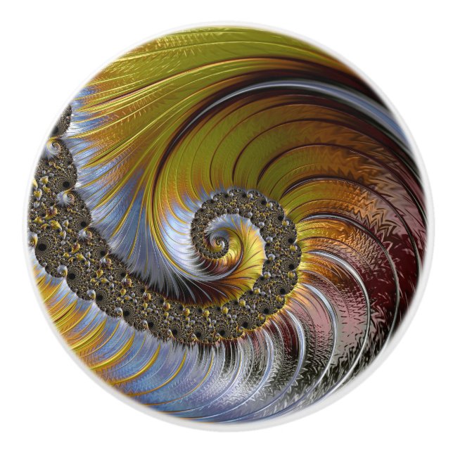 Farbenfrohe Fantasie Moderne Spirale Keramik Knobl Keramikknauf (Vorderseite)