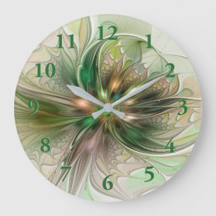 Farbenfrohe Fantasie Modernes Abstraktes Fraktal B Große Wanduhr