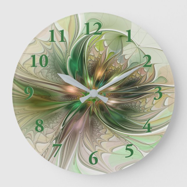 Farbenfrohe Fantasie Modernes Abstraktes Fraktal B Große Wanduhr (Vorderseite)