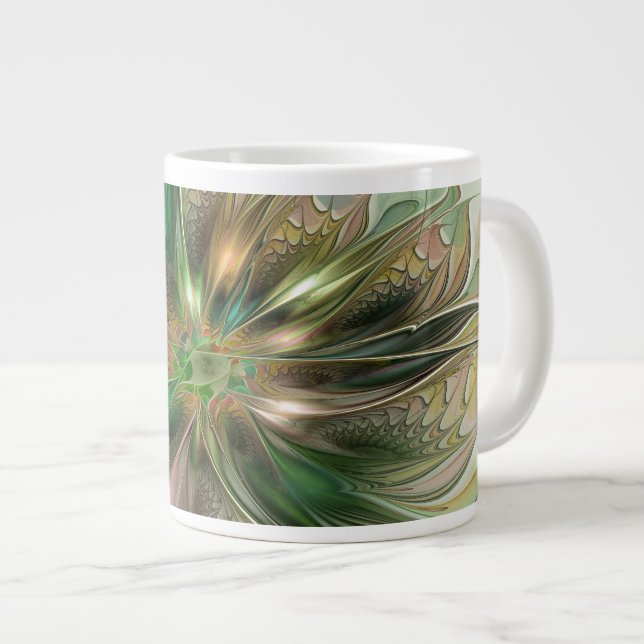 Farbenfrohe Fantasie Modernes Abstraktes Fraktal B Jumbo-Tasse (Vorderseite Rechts)