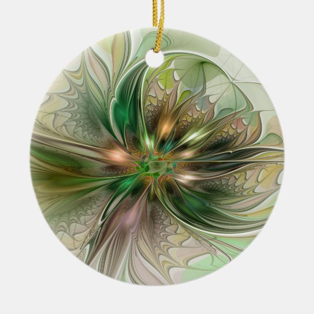 Farbenfrohe Fantasie Modernes Abstraktes Fraktal B Keramik Ornament (Vorne)