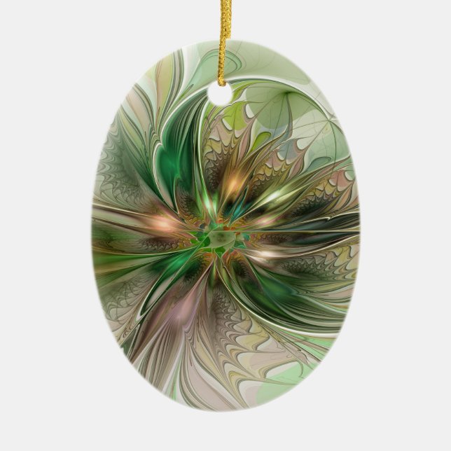 Farbenfrohe Fantasie Modernes Abstraktes Fraktal B Keramik Ornament (Vorne)