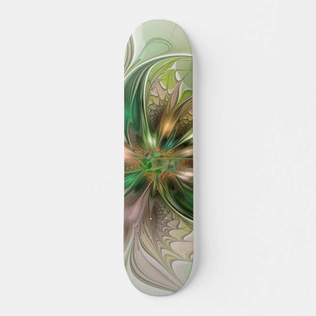 Farbenfrohe Fantasie Modernes Abstraktes Fraktal B Skateboard (Vorne)