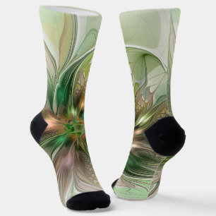 Farbenfrohe Fantasie Modernes Abstraktes Fraktal B Socken