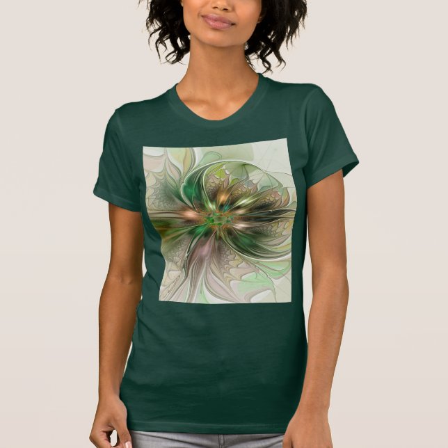 Farbenfrohe Fantasie Modernes Abstraktes Fraktal B T-Shirt (Vorderseite)