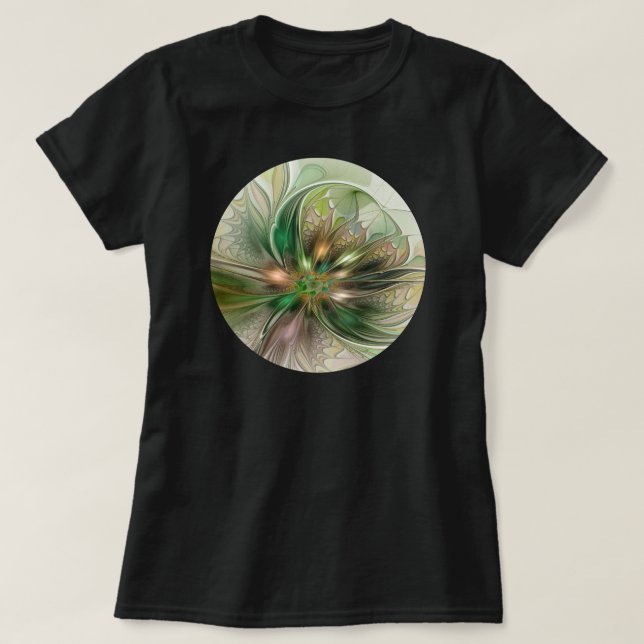 Farbenfrohe Fantasie Modernes Abstraktes Fraktal B T-Shirt (Design vorne)
