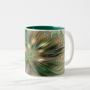 Farbenfrohe Fantasie Modernes Abstraktes Fraktal B Zweifarbige Tasse