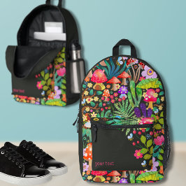 Farbenfrohe Fantasie Pilz zurück zur Schule Bedruckter Rucksack