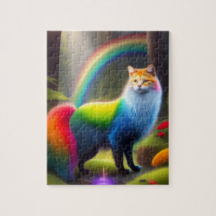 Farbenfrohe Fantastische Katze in einem Zauberwald