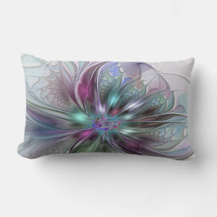 Farbenfrohe Fantasy Abstrakt Moderne Fraktal-Blume Lendenkissen