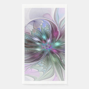 Farbenfrohe Fantasy Abstrakt Moderne Fraktal-Blume Serviette