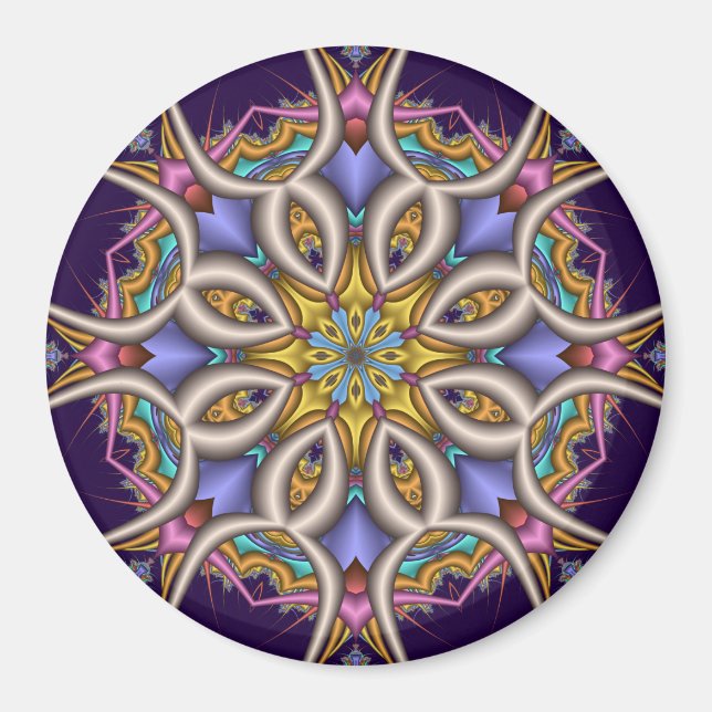 Farbenfrohe Fantasy-Blume Magnet (Vorne)