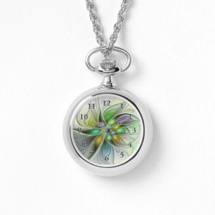 Farbenfrohe Fantasy-Blume Modernes Abstraktes Frak Armbanduhr