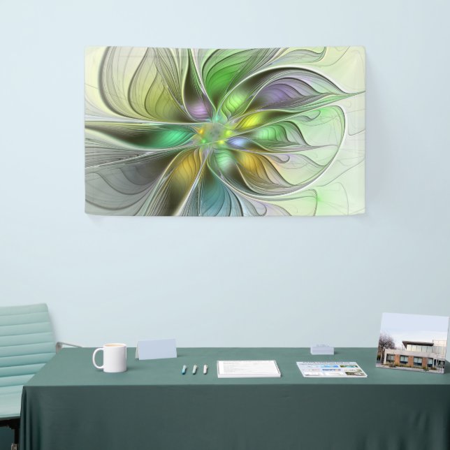 Farbenfrohe Fantasy-Blume Modernes Abstraktes Frak Banner (Messeveranstaltung)