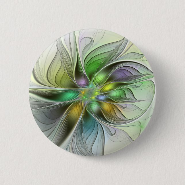 Farbenfrohe Fantasy-Blume Modernes Abstraktes Frak Button (Vorderseite)