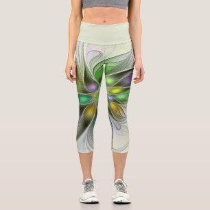 Farbenfrohe Fantasy-Blume Modernes Abstraktes Frak Capri Leggings