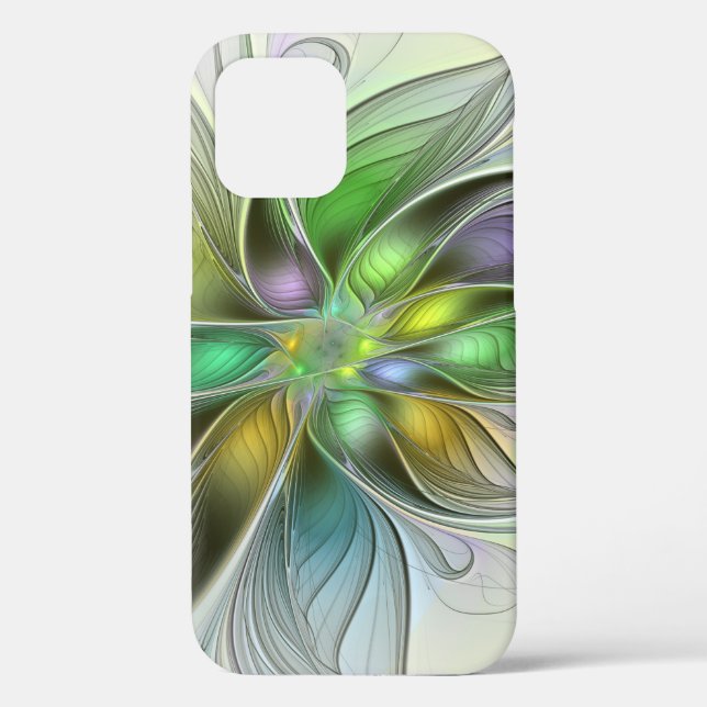 Farbenfrohe Fantasy-Blume Modernes Abstraktes Frak Case-Mate iPhone Hülle (Rückseite)