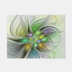 Farbenfrohe Fantasy-Blume Modernes Abstraktes Frak Fußmatte