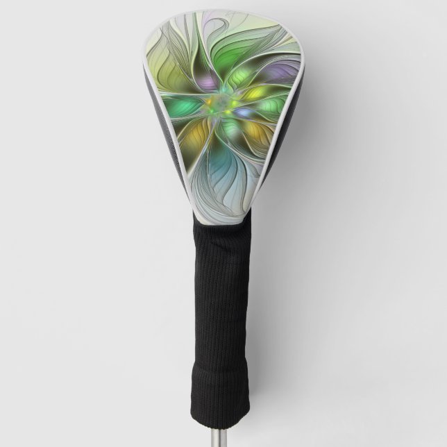 Farbenfrohe Fantasy-Blume Modernes Abstraktes Frak Golf Headcover (Vorderseite)