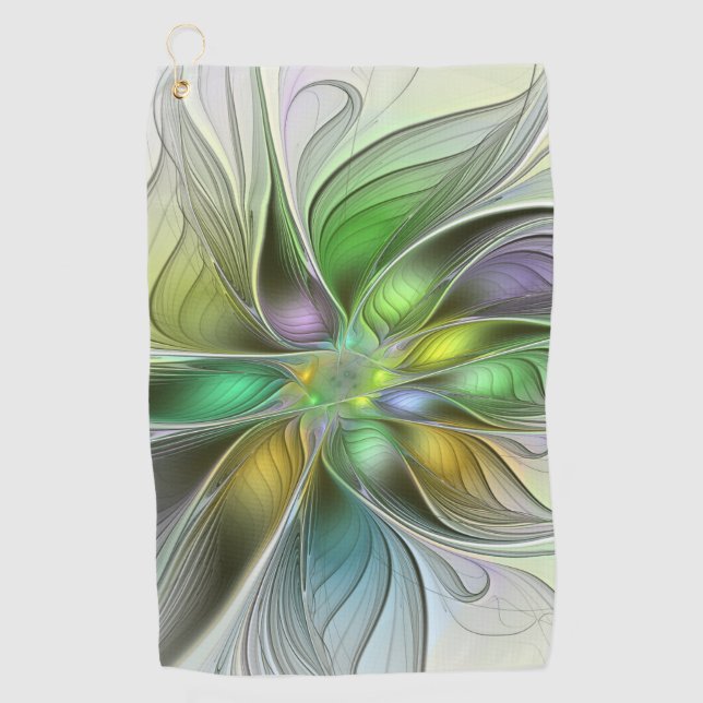 Farbenfrohe Fantasy-Blume Modernes Abstraktes Frak Golfhandtuch (Vorderseite)
