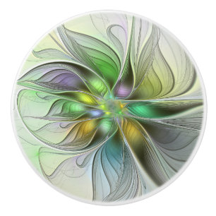 Farbenfrohe Fantasy-Blume Modernes Abstraktes Frak Keramikknauf