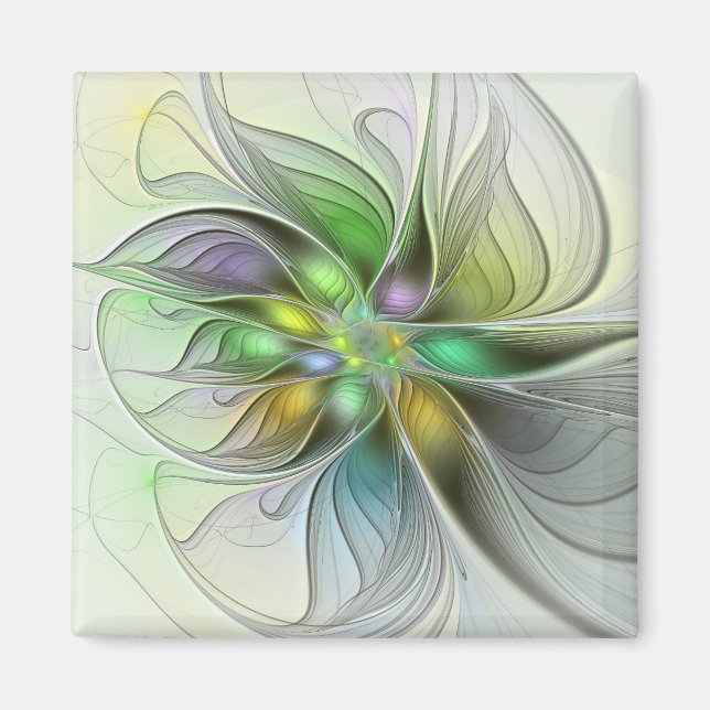 Farbenfrohe Fantasy-Blume Modernes Abstraktes Frak Magnet (Vorne)