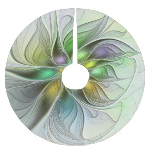 Farbenfrohe Fantasy-Blume Modernes Abstraktes Frak Polyester Weihnachtsbaumdecke