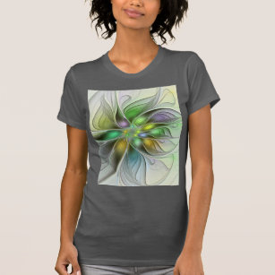 Farbenfrohe Fantasy-Blume Modernes Abstraktes Frak T-Shirt