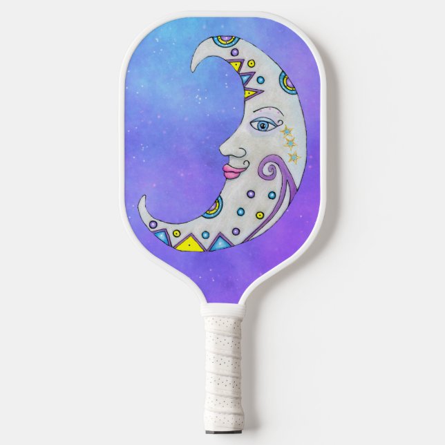 Farbenfrohe Fantasy Crescent Moon Scroll Pickleball Schläger (Vorderseite)
