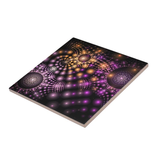 Farbenfrohe Fantasy Fraktal Keramik Tile Fliese (Seite)