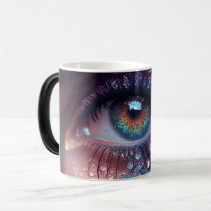 Farbenfrohe Fantasy Glitzer Augen geschlossen Morp Verwandlungstasse