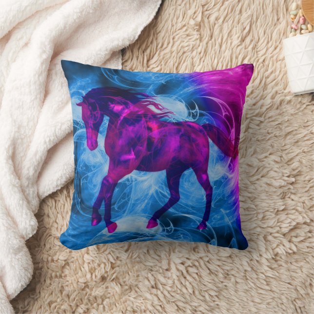 Farbenfrohe Fantasy Horse Art Kissen (Decke)