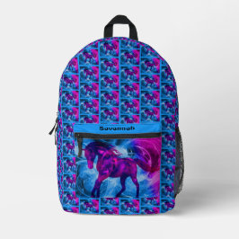 Farbenfrohe Fantasy Horse Pattern Personalisiert Bedruckter Rucksack