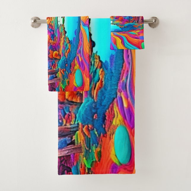 Farbenfrohe Fantasy Landschaft Badhandtuch Set (Insitu)