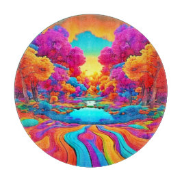 Farbenfrohe Fantasy Landschaft Schneidebrett