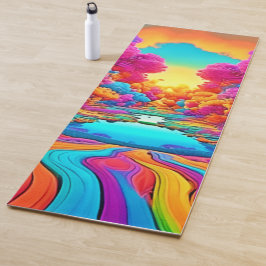 Farbenfrohe Fantasy Landschaft Yogamatte