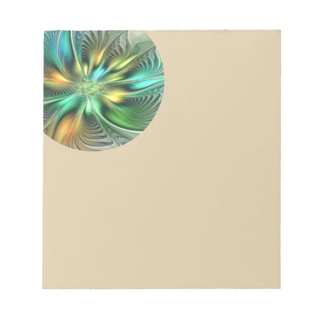 Farbenfrohe Fantasy Moderne Abstrakte Blume Frakta Notizblock (Vorderseite)