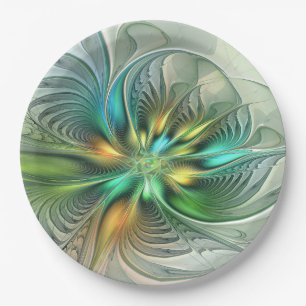 Farbenfrohe Fantasy Moderne Abstrakte Blume Frakta Pappteller