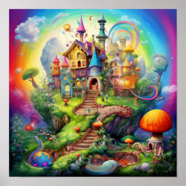 Farbenfrohe Fantasy-Naturlandschaft Poster