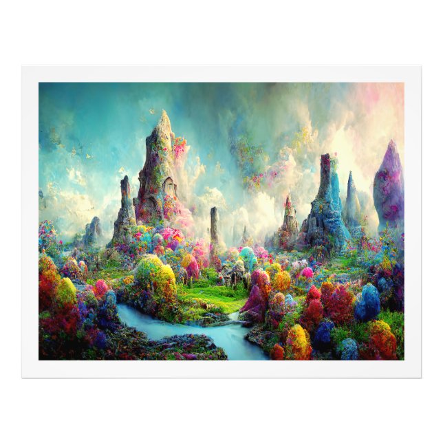 Farbenfrohe Fantasy Naturslandschaft Fotodruck (Vorne)