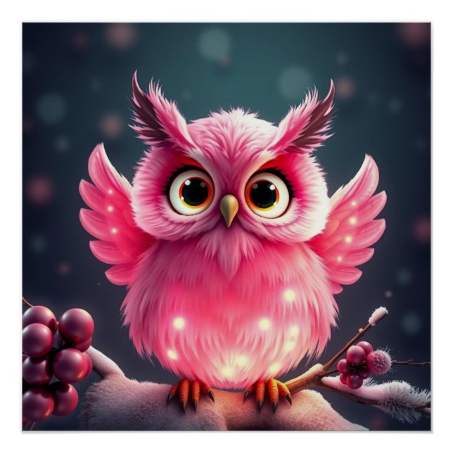Farbenfrohe Fantasy Owl Poster (Vorderseite)
