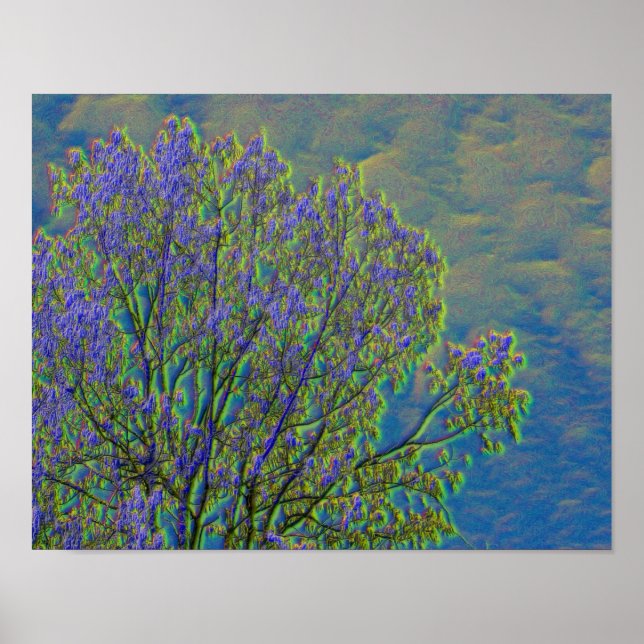 Farbenfrohe Fantasy Poplar Tree Nature Print Poster (Vorne)