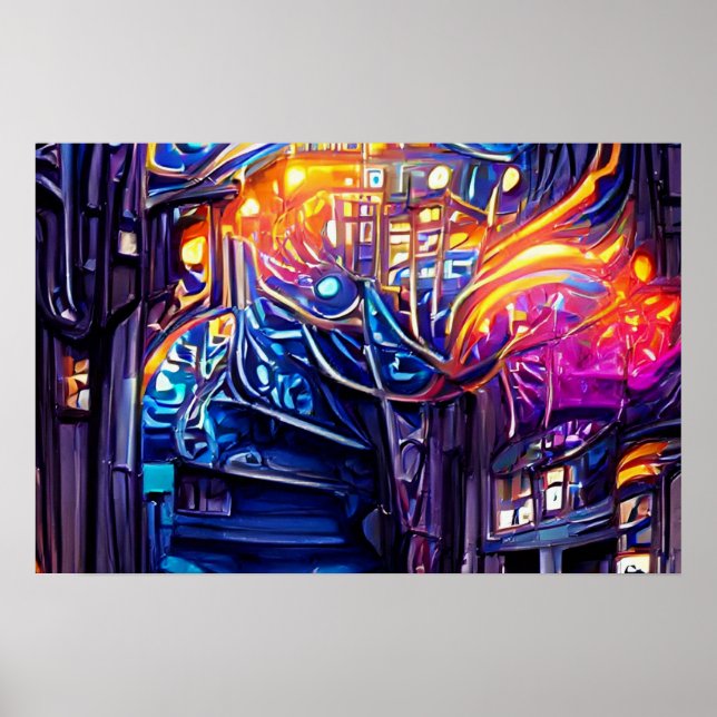 Farbenfrohe Fantasy-Treppe Poster (Vorne)